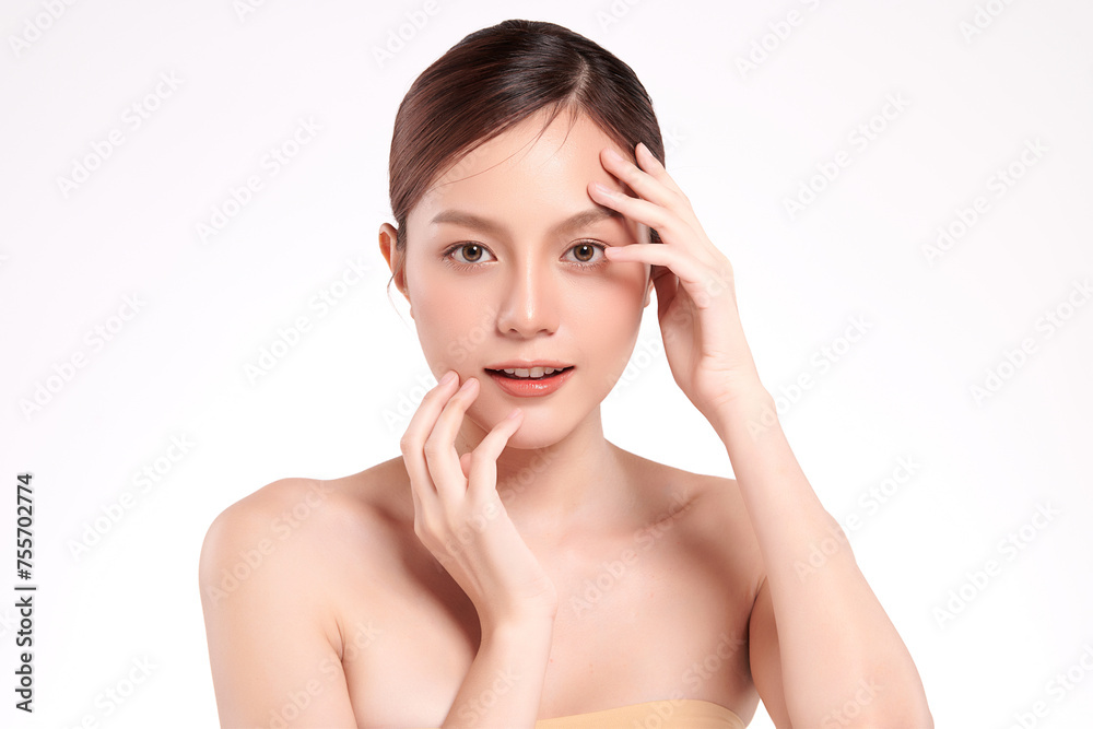 Beautiful young asian woman with clean fresh skin on white background, Face care, Facial treatment, Cosmetology, beauty and spa, Asian women portrait. Beautiful young asian woman with clean fresh skin on white background, Face care, Facial treatment, Cosmetology, beauty and spa, Asian women portrait.