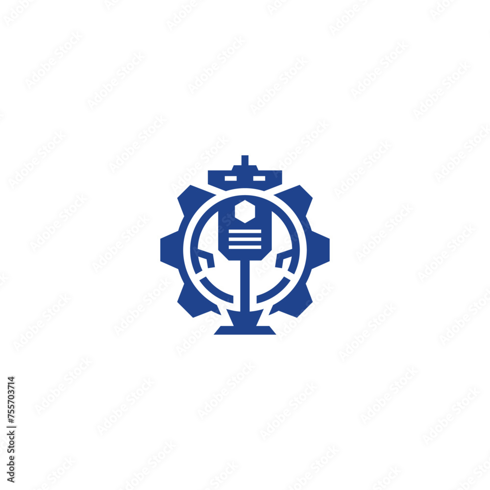 Robot and gear mechanism company logo design. Robot and gear mechanism company logo design.