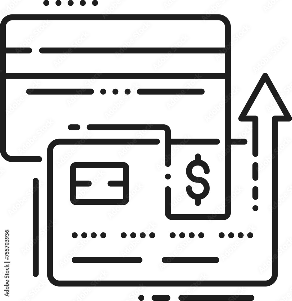 Cryptocurrency direct payment technology, blockchain web transaction, Internet fintech linear icon. Digital payment and cryptocurrency business fintech outline vector icon with bank credit cards Cryptocurrency direct payment technology, blockchain web transaction, Internet fintech linear icon. Digital payment and cryptocurrency business fintech outline vector icon with bank credit cards