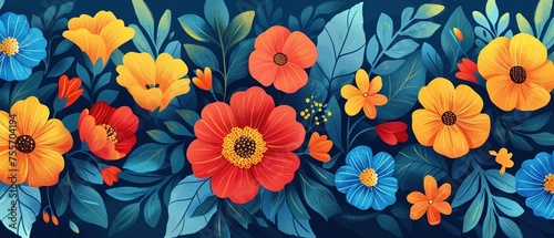 Burst of spring flowers in logo