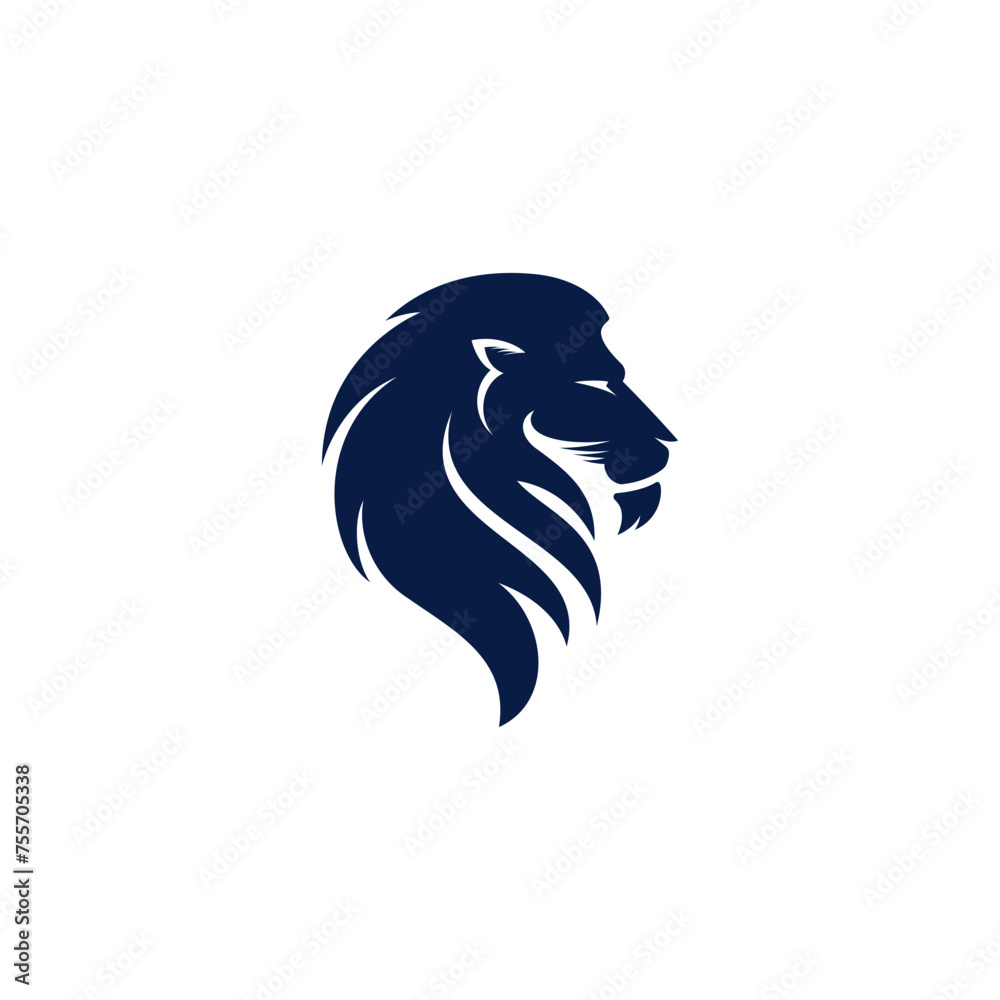 using the lion head concept with a dark blue base color