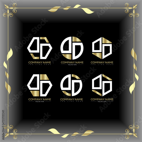 OO letter luxury logo set design.OO monogram polygonal and circle shape vector. OO luxury design.