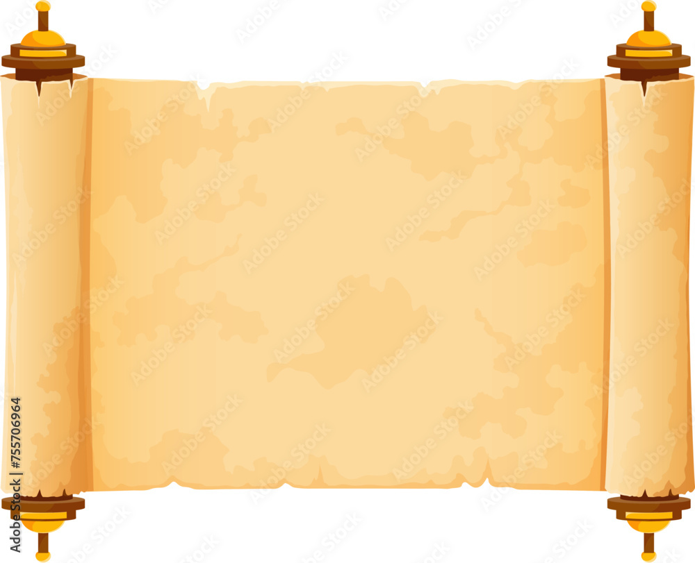 Arcade game frame, ancient Egypt. Vintage Egyptian papyrus scroll. Cartoon vector gui or ui asset for antique civilization quiz. Versatile writing medium for hieroglyphs, records, and religious texts