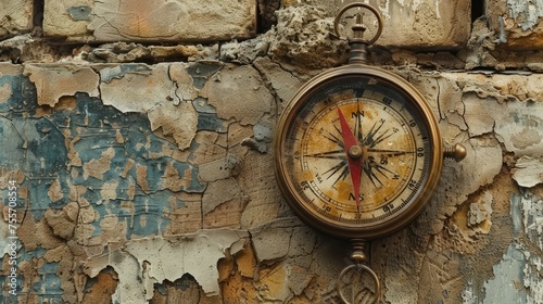 a compass on a wall 