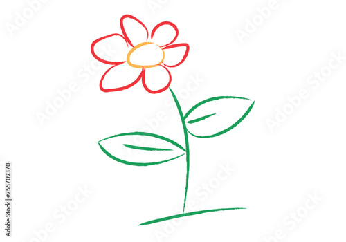 Icono hecho de trazo de pincel de una flor. 