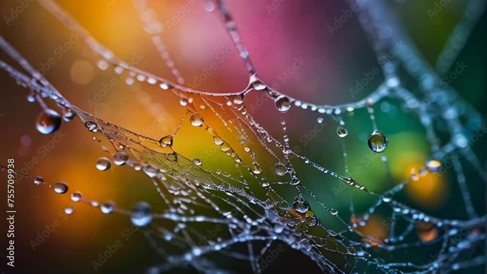 beautiful cobweb in drops