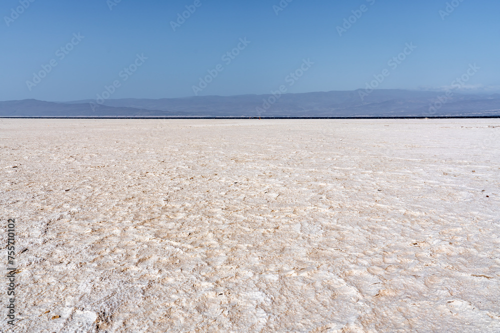 Djibouti,  the colourful salt lake Assal part of the Afar Depression.. 