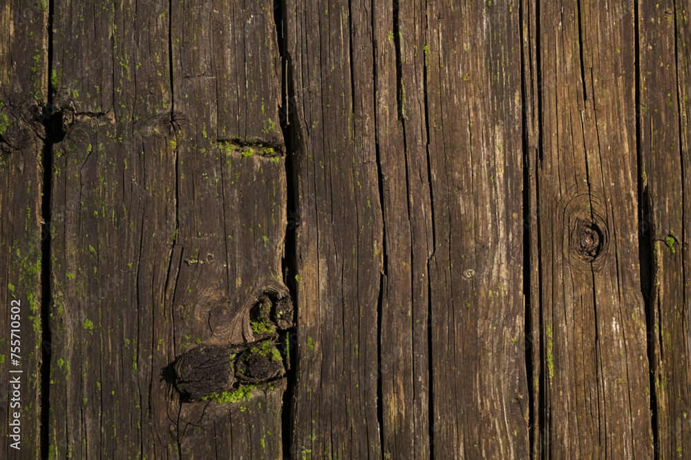 Weathered Wooden Plank Texture With Knots and Moss Weathered Wooden Plank Texture With Knots and Moss