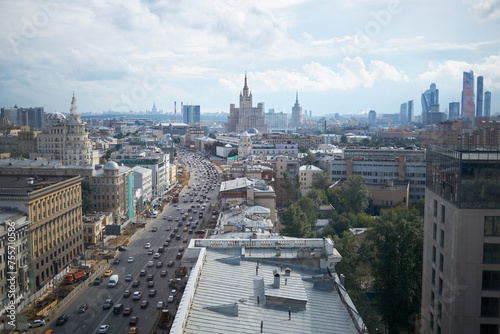 Photography Daytime cars traffic and reconstruction of sidewalks at Garden Ring