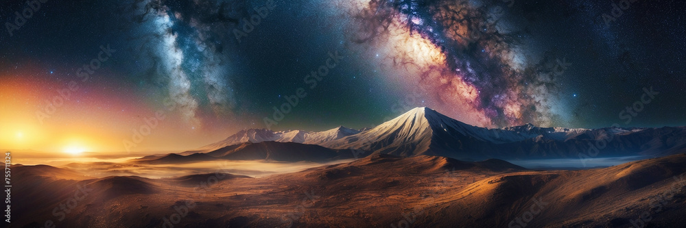 Stunning Milky Way Over Mountain Range Stunning Milky Way Over Mountain Range