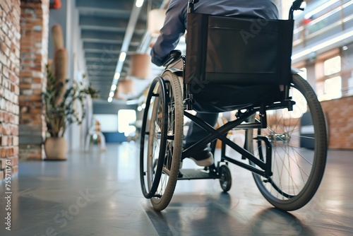 speaker in a wheelchair holding a meeting in the office