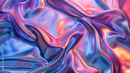 Abstract gradient holographic foil in blue and pink colors background