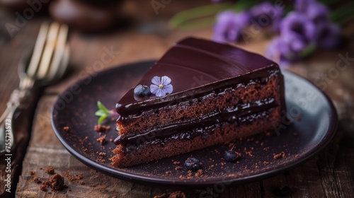 Savor a delightful piece of Sachertorte cake, with its rich chocolate layers, apricot filling and luscious chocolate glaze, epitomizing Austrian culinary craftsmanship.