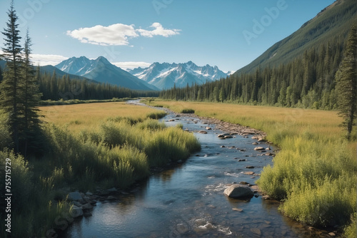 River Winding Through Lush Valley