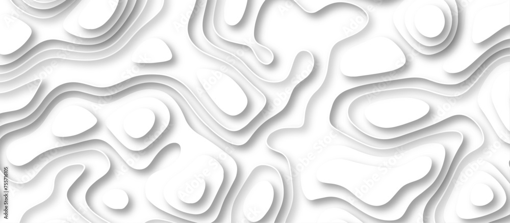 Abstract geometric layered curve line white background. 3d white papercut topography relief. Cover layout template. paper cut topography soft background banner texture. light liquid wave illustration. Abstract geometric layered curve line white background. 3d white papercut topography relief. Cover layout template. paper cut topography soft background banner texture. light liquid wave illustration.