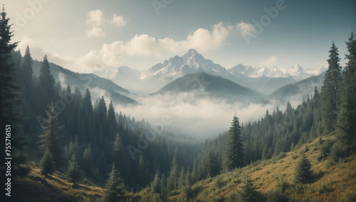 Fog Covered Mountain Range