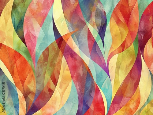 Digital painting of Design a wallpaper pattern inspired by the vibrant colors and graceful curves of tulip petals.