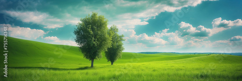 Two Trees in a Green Meadow
