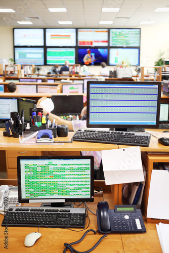  Workplace with two monitors in Moscow city telephone network photo