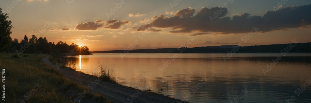 Sun Setting Over Lake Sun Setting Over Lake