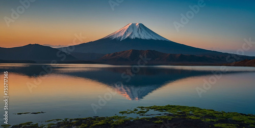 Volcanic Mountain Overlooking Lake