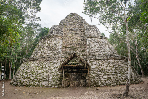 Amazing stone pyramid in the Mayan ruins of Coba, Yucatan, Mexico photo