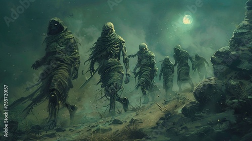 Whimsical Art of As they journeyed through the digital wasteland the adventurers encountered a group of cursed mummies photo