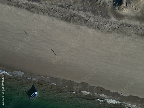 sand dunes desert by the pacific ocean in Puerto chale baja california sur magdalena bay aerial view panorama photo