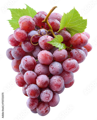 Grapes transparent PNG. Red grapes isolated on transparent or white background. Red grape with leaves. © Tim UR
