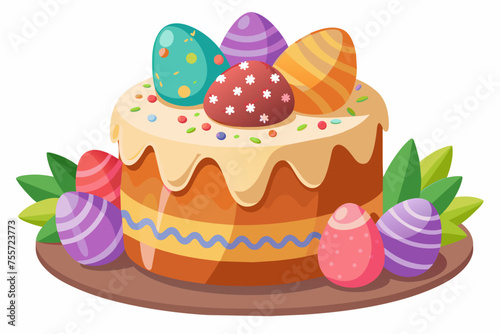 Easter cake with candles vector illustration