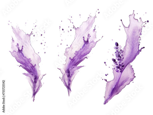 Set of lilac liquid wave splash water isolated on transparent background  transparency image  removed background