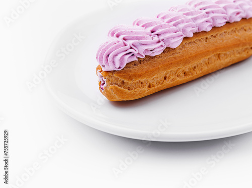 Fresh tasty eclairs isoalted on white background