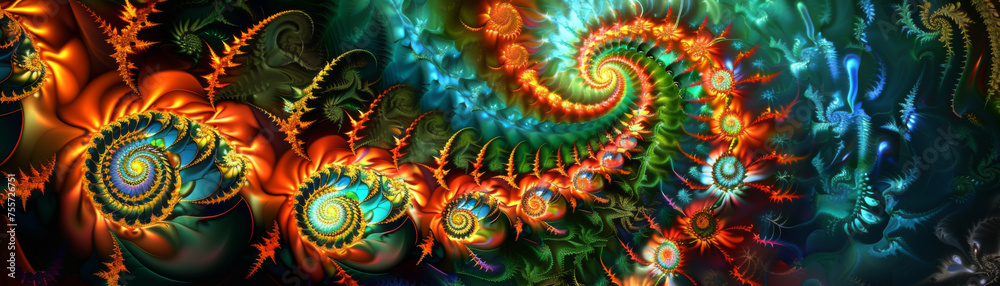 A mesmerizing fractal pattern with intricate details and a vibrant color palette