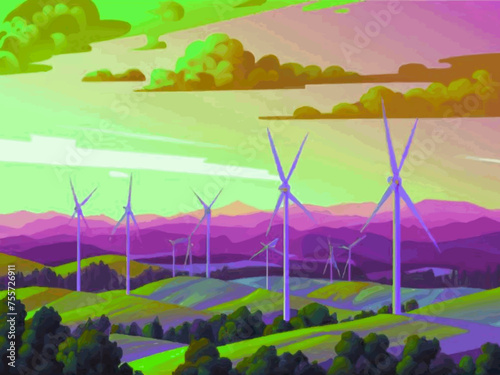Beautiful Wind Turbines With Sunset In Thailand wind turbines in the Oiz Eolic Park 