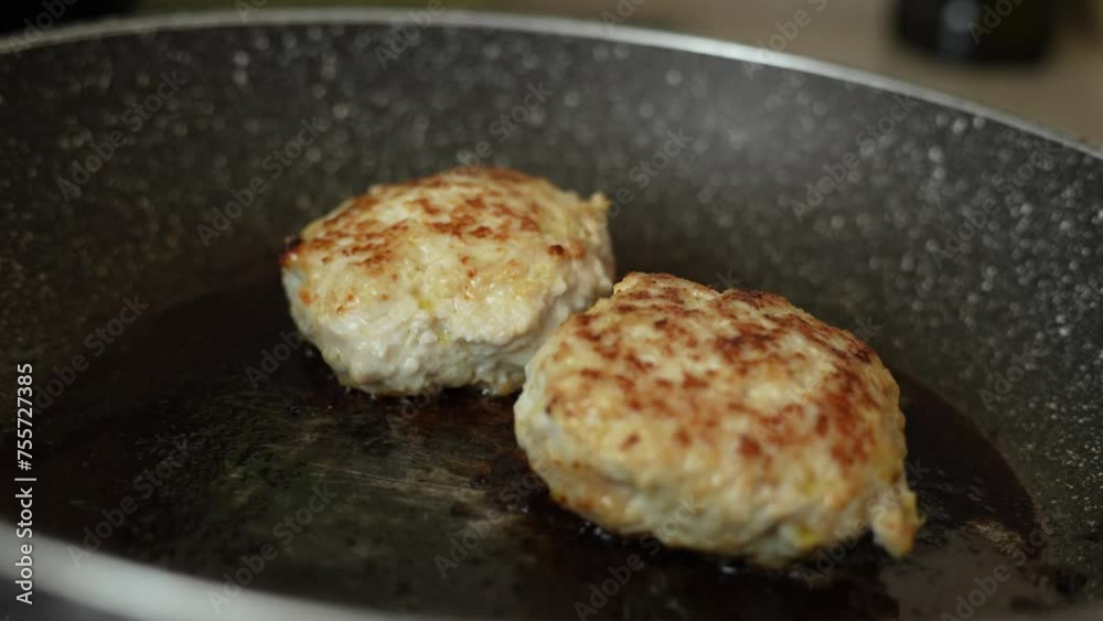 cutlets fried in a frying pan. High quality 4k footage cutlets fried in a frying pan. High quality 4k footage