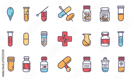 medicine doctor  icon vector bundle set 