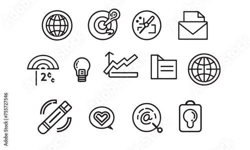 business and finance icon vector bundle set 