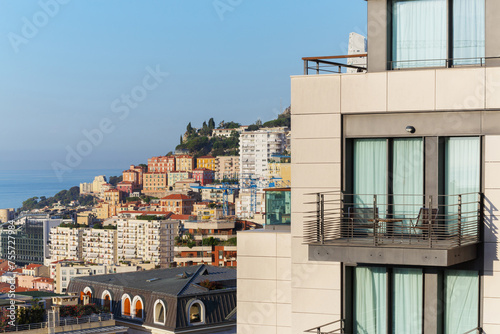 Art of wall of building with balcony and views of coast and area Monaco