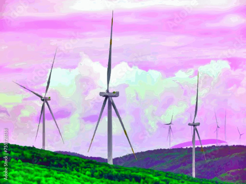 Beautiful Wind Turbines With Sunset In Thailand wind turbines in the Oiz Eolic Park 