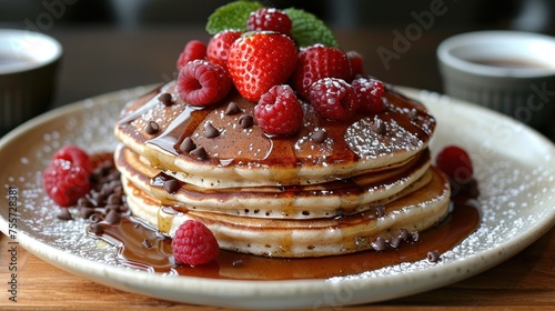 chocolate pancake with strawberries