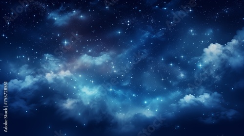 Starry night sky, cartoon style, night clouds.