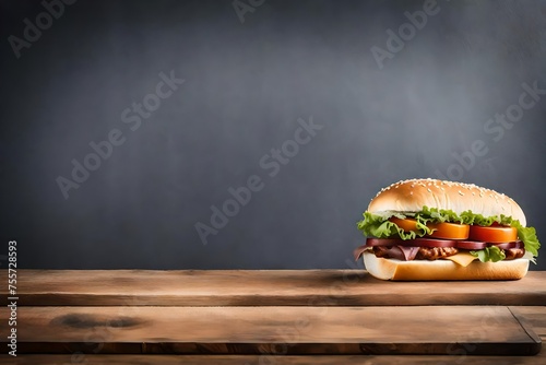 delicious sandwich presentation on slate background