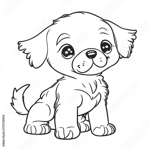 cute a puppy dog sketch  black line art  full body in white background  line art  vector illustration line art