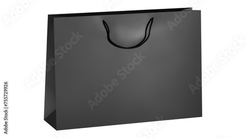 Black paper glossy shopping bag mockup with black handles