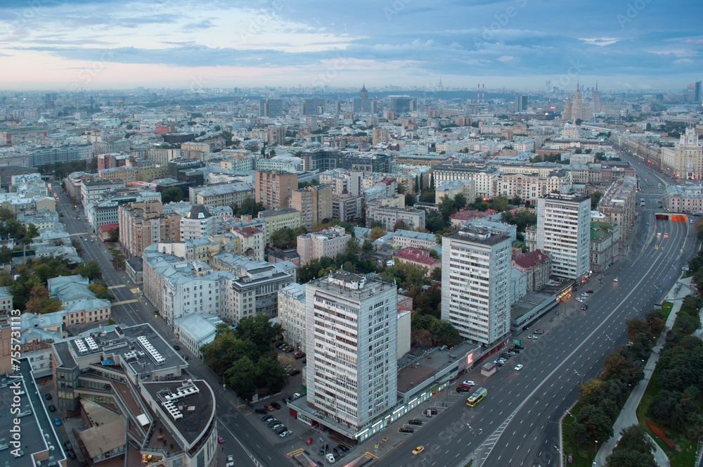 View from business center Weapons to Garden Ring in Moscow, Russia at morning