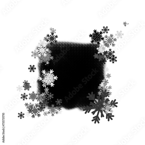 Artistic black winter, Christmas mask. Basis element for design on white background