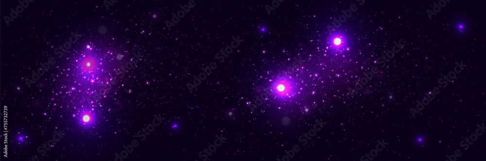 Abstract magic background. Magic of light and flash of particles. Explosion of glare and stars. Vector EPS10