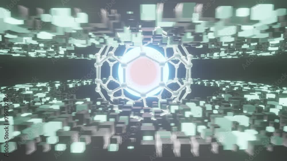 Abstract spheres molecular structure on science background. Slow motion ...