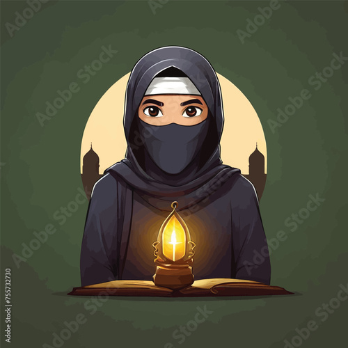 woman in hijab and strobe lights