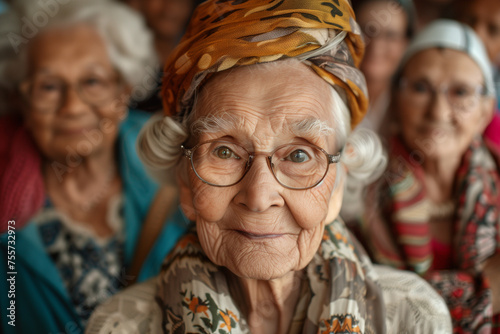 Joyful Diverse Group of Elderly People Smiling at the Camera